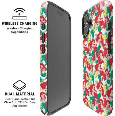 Disney The Little Mermaid Ariel and Flounder Pattern iPhone 16 Magsafe Impact Case